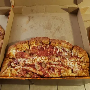 Delivery. Can't tell from this picture but there's actually a slice missing from this pie..So disgusting