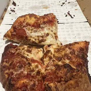 It's suppose to be a Detroit Style square pizza ...instead it looked like football  I am very disappointed