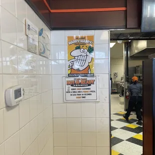 a poster on the wall of a restaurant