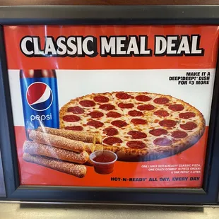 a picture of a pizza and a drink