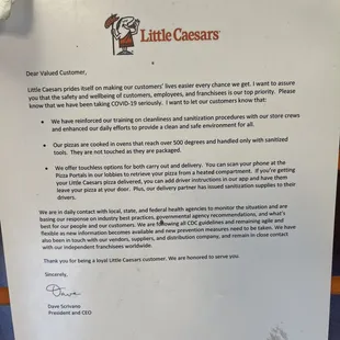 a letter from a customer