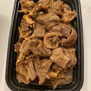 Braised beef brisket, tasty but has a lot of tough pieces