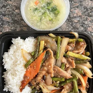 Asparagus Beef rice plate $10