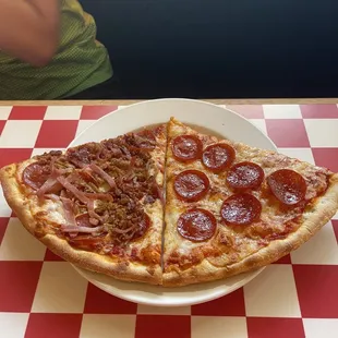 Meat lovers and pepperoni slices