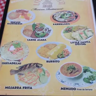 Front of menu