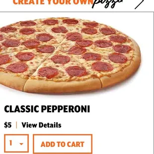 the price of a pepperoni pizza