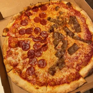 Half pep half sausage pie from little charlies