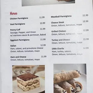 Menu as of June 2024