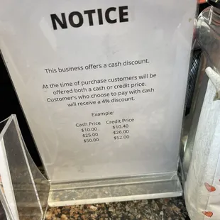 Service fee for using credit card