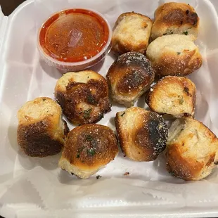 Burned garlic knots $5