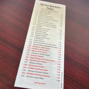 menu