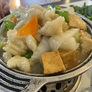 Fish and tofu hot pot