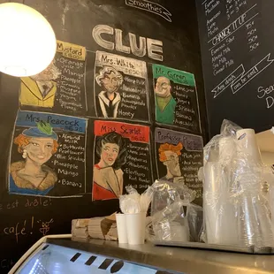 menus on a chalkboard wall