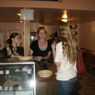 The sisters at the coffee bar...