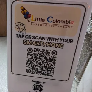 QR code for menu