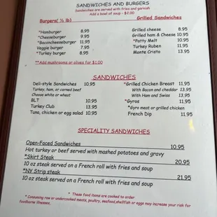 menu