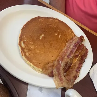 bacon and pancakes on a plate