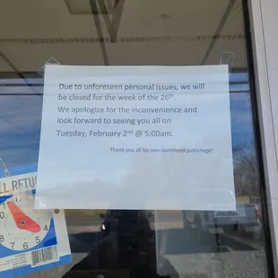 CLOSED UNTIL 2 FEB 2021