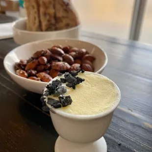 Seasoned almonds and ash butter.  Yes and yes!!