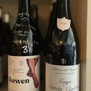 Wine selections at Little Death