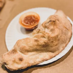 Spinach and mushroom calzone