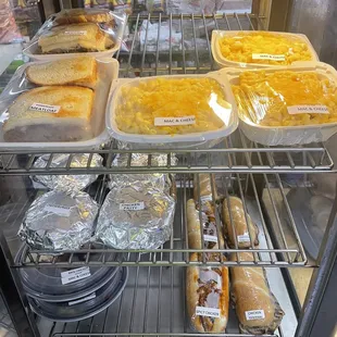 Assortment of house prepared hot grab-and-go foods