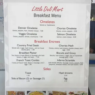 Breakfast menu