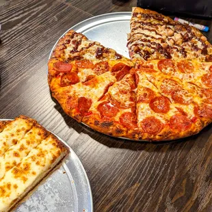 Dine in Half Pepperoni &amp; Half BBQ Chicken Club Pizza!