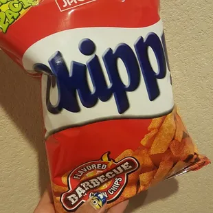 Chippy in BBQ flavor: most popular chips in the store since they're usually sold out.