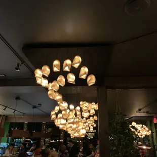 Lights along the bar area.