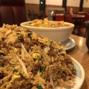 A literal MOUNTAIN of beef ginger fried rice