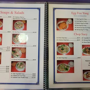 Menu: Soups / Salads, Egg Foo Yung, &amp; Chop Suey