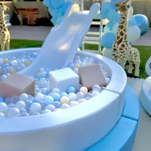 Balloons and slide available.