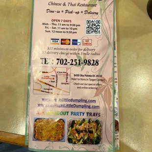 menu
