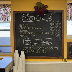 a menu on a chalkboard