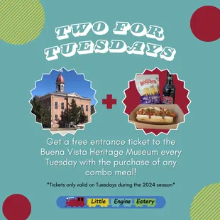 Unlock a Double Dose of Local Joy with Two-for-Tuesdays This Summer. A dog, a drink, chips, and a museum ticket for under $11!