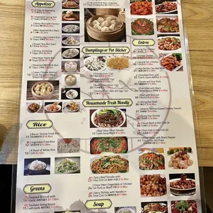 The menu