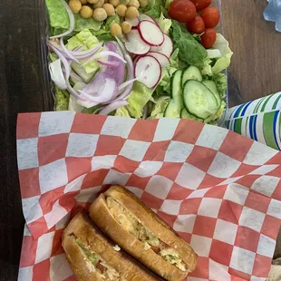 Chopped salad and fresh lobster rolls