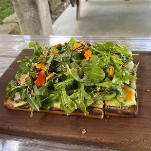 Garlic and Greens Pizza---preserves lemon, cumin jam, arugula! Vegan deliciousness!!