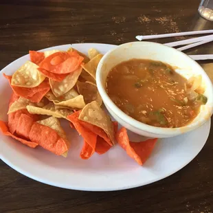 While we were waiting for our food they brought us chips and salsa (the salsa was pretty unique and tasty!)