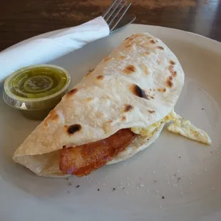 Bacon and egg taco..