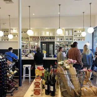 people shopping in a grocery store