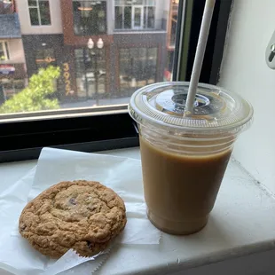 Cold brew and chocolate chip cookie