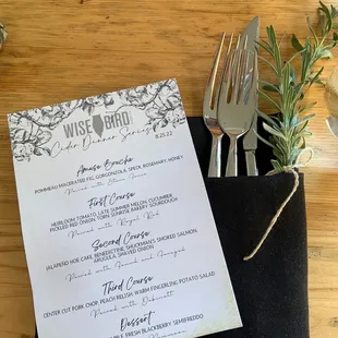 Cider Dinner with Wise Bird