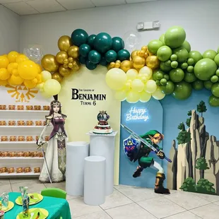This magnificent backdrop the owner created for a Zelda theme party!