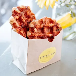 Cinnamon Sugar waffle bites to go