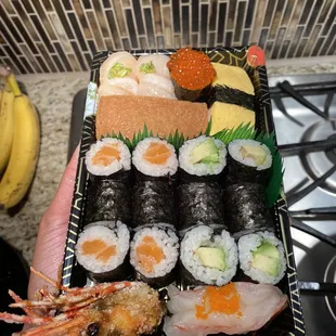 Scallop Sushi Ikura Sushi Egg Custard Sushi Inari Sushi salmon roll Avocado Roll Sweet Shrimp Sushi