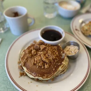 PBJ pancakes stack