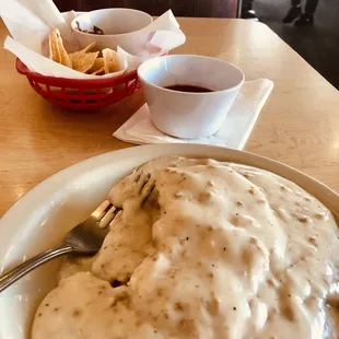 Delicious sausage gravy. Biscuit a little dry.