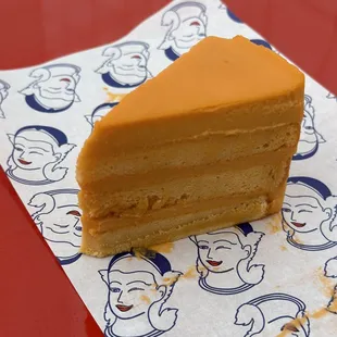 a piece of cake on a napkin